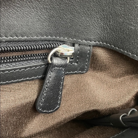 Coach Black Leather Handbag with Silver Accents